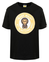 T-shirt à col rond imprimé noir A Bathing Ape