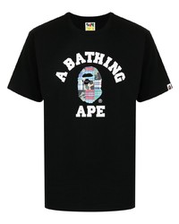 T-shirt à col rond imprimé noir A Bathing Ape