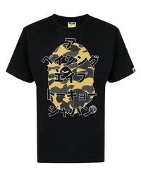 T-shirt à col rond imprimé noir A Bathing Ape