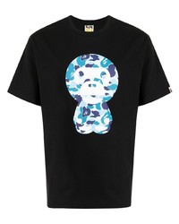 T-shirt à col rond imprimé noir A Bathing Ape