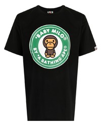 T-shirt à col rond imprimé noir A Bathing Ape