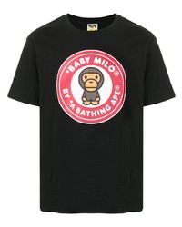 T-shirt à col rond imprimé noir A Bathing Ape