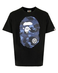 T-shirt à col rond imprimé noir A Bathing Ape