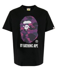 T-shirt à col rond imprimé noir A Bathing Ape