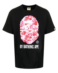 T-shirt à col rond imprimé noir A Bathing Ape