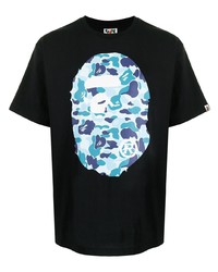 T-shirt à col rond imprimé noir A Bathing Ape