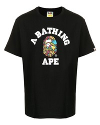 T-shirt à col rond imprimé noir A Bathing Ape