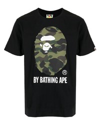 T-shirt à col rond imprimé noir A Bathing Ape