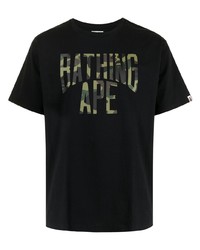 T-shirt à col rond imprimé noir A Bathing Ape