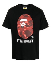 T-shirt à col rond imprimé noir A Bathing Ape