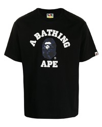 T-shirt à col rond imprimé noir A Bathing Ape