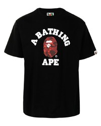 T-shirt à col rond imprimé noir A Bathing Ape