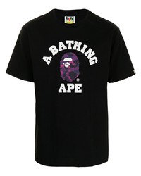 T-shirt à col rond imprimé noir A Bathing Ape