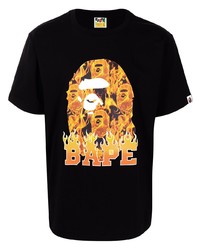 T-shirt à col rond imprimé noir A Bathing Ape