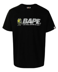 T-shirt à col rond imprimé noir A Bathing Ape