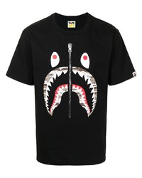 T-shirt à col rond imprimé noir A Bathing Ape