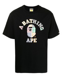 T-shirt à col rond imprimé noir A Bathing Ape