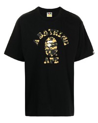 T-shirt à col rond imprimé noir A Bathing Ape