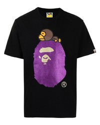 T-shirt à col rond imprimé noir A Bathing Ape