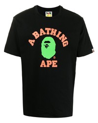 T-shirt à col rond imprimé noir A Bathing Ape