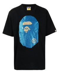 T-shirt à col rond imprimé noir A Bathing Ape