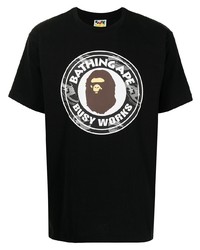 T-shirt à col rond imprimé noir A Bathing Ape