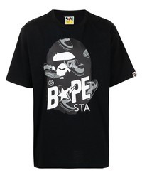 T-shirt à col rond imprimé noir A Bathing Ape