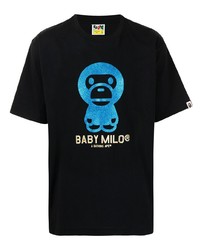 T-shirt à col rond imprimé noir A Bathing Ape