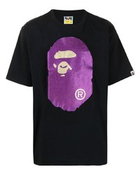 T-shirt à col rond imprimé noir A Bathing Ape