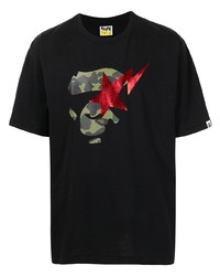 T-shirt à col rond imprimé noir A Bathing Ape