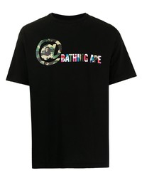 T-shirt à col rond imprimé noir A Bathing Ape