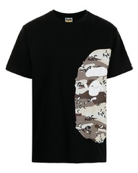 T-shirt à col rond imprimé noir A Bathing Ape