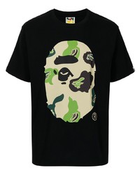 T-shirt à col rond imprimé noir A Bathing Ape