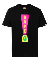 T-shirt à col rond imprimé noir A Bathing Ape