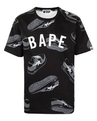 T-shirt à col rond imprimé noir A Bathing Ape