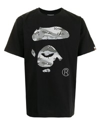 T-shirt à col rond imprimé noir A Bathing Ape