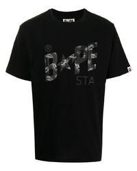 T-shirt à col rond imprimé noir A Bathing Ape