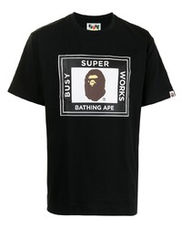 T-shirt à col rond imprimé noir A Bathing Ape