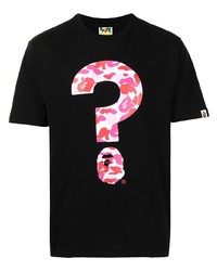 T-shirt à col rond imprimé noir A Bathing Ape