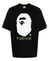 T-shirt à col rond imprimé noir A Bathing Ape