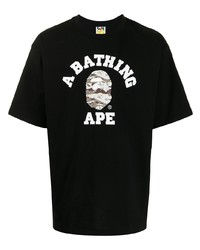 T-shirt à col rond imprimé noir A Bathing Ape