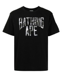 T-shirt à col rond imprimé noir A Bathing Ape