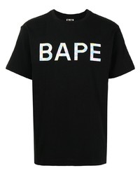 T-shirt à col rond imprimé noir A Bathing Ape