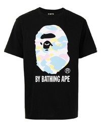 T-shirt à col rond imprimé noir A Bathing Ape