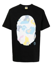 T-shirt à col rond imprimé noir A Bathing Ape