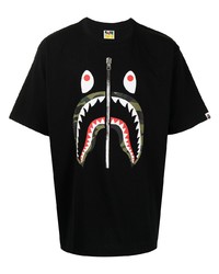 T-shirt à col rond imprimé noir A Bathing Ape