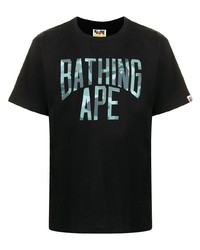 T-shirt à col rond imprimé noir A Bathing Ape