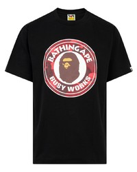 T-shirt à col rond imprimé noir A Bathing Ape