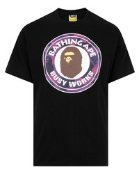 T-shirt à col rond imprimé noir A Bathing Ape