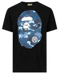 T-shirt à col rond imprimé noir A Bathing Ape